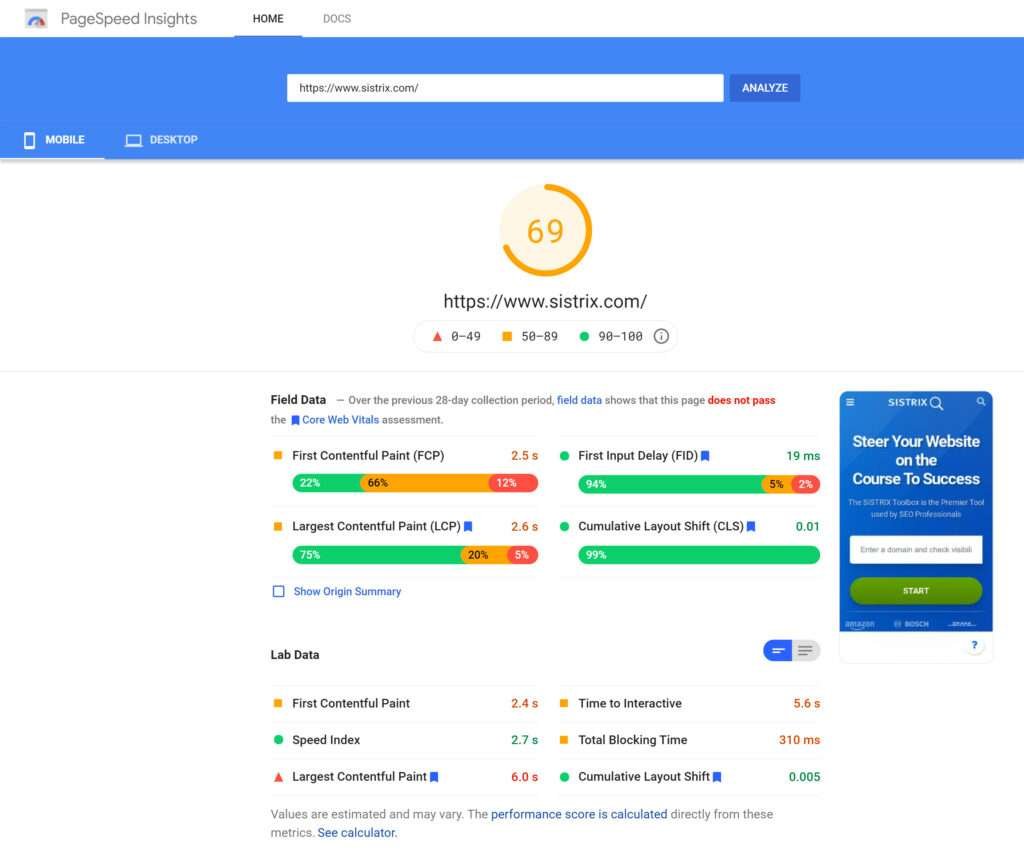 Google Page Speed Insights